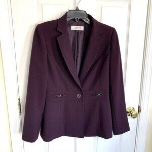 Tahari Burgundy Blazer Jacket Notch Lapel Long Sleeve 1 Button Women SIze 6